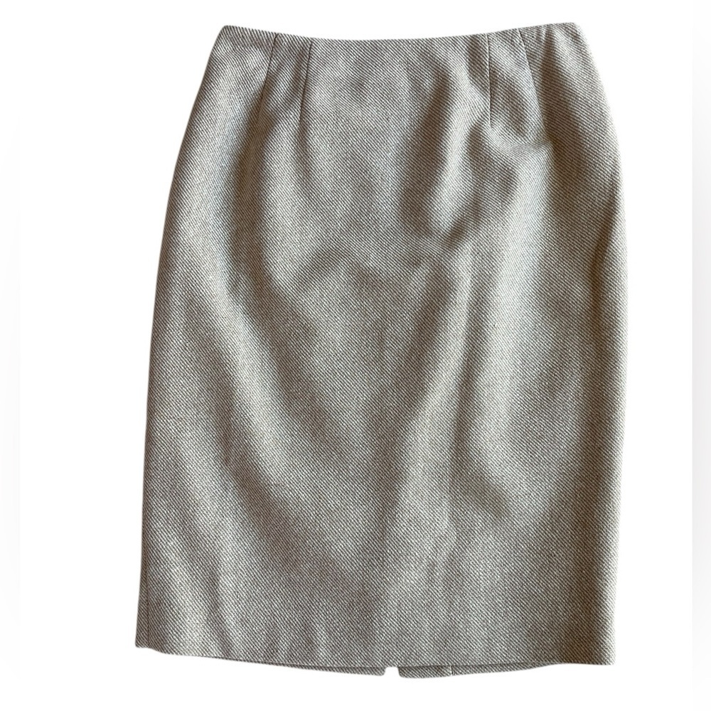 Tailor B Moss Wool Pencil Skirt Cream, Tan and Gold Metallic Size 6
